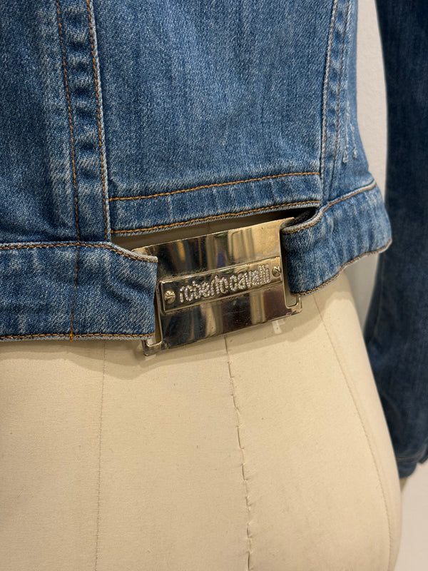 200s Roberto Cavalli distressed denim jacket