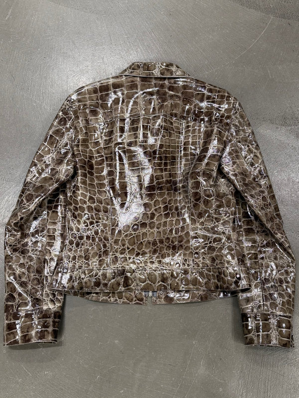 2000s Dolce & Gabbana faux crocodile leather jacket