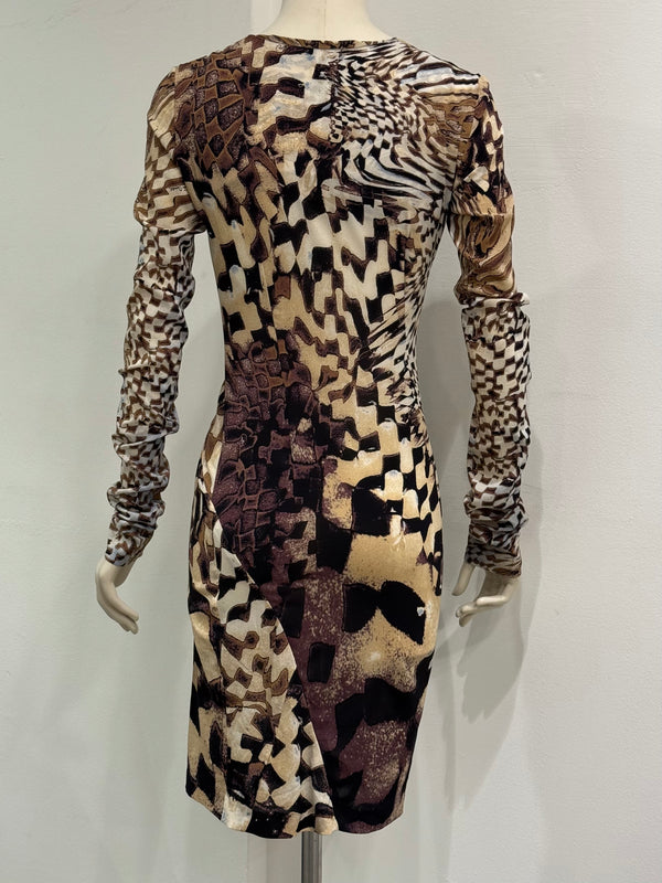 2003 Roberto Cavalli geometric psychedelic dress