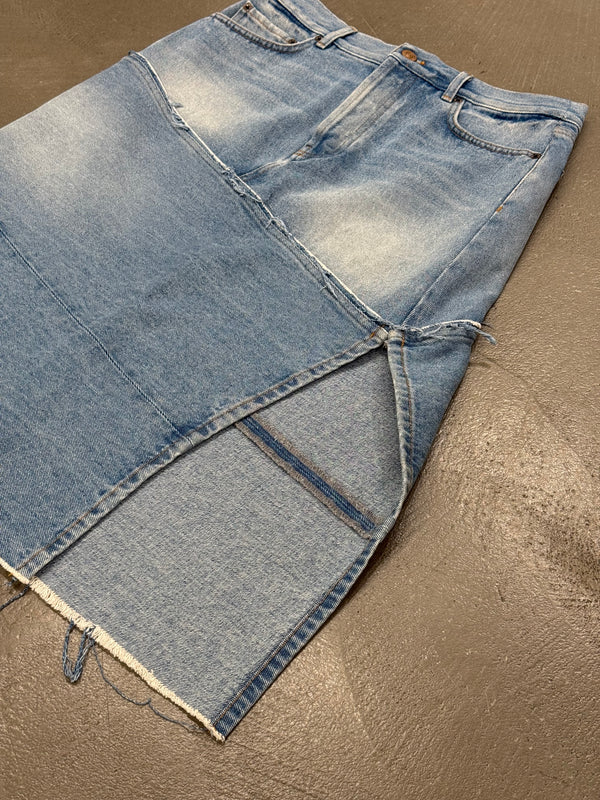 2020 Balenciaga asymmetrical patchwork midi skirt
