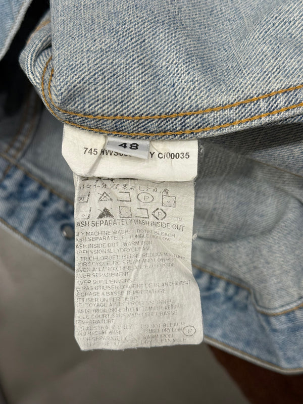 2000s Helmut Lang light wash raw edge denim vest