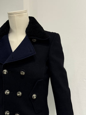 F/W2007 Balenciaga by Ghesquiere double breasted coat with wool shearling collar