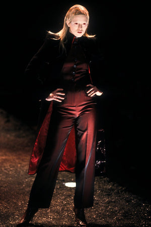 A/W1998 Alexander McQueen “Joan” pinstripe long tailored coat