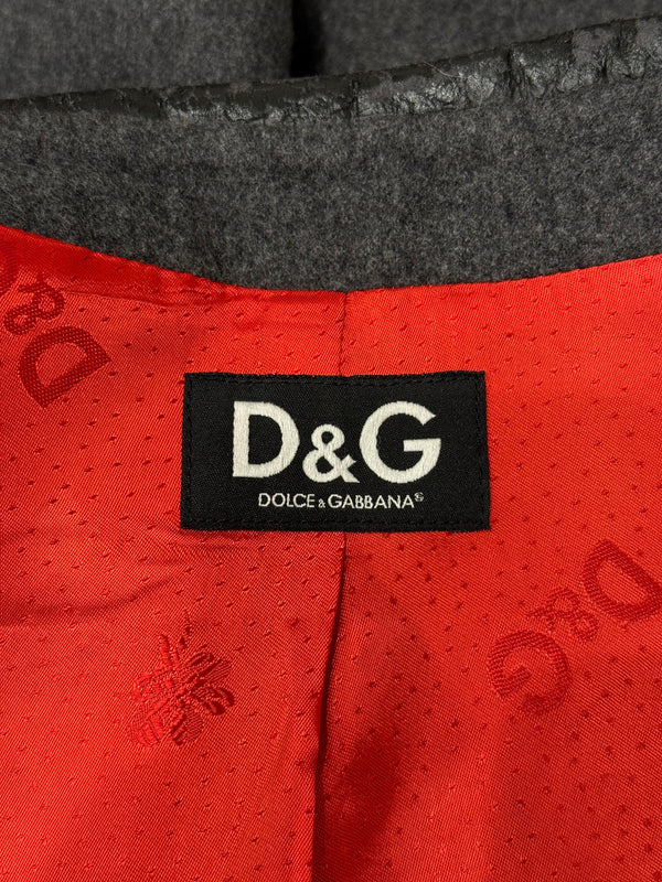 2000s Dolce & Gabbana patent collar wool jacket