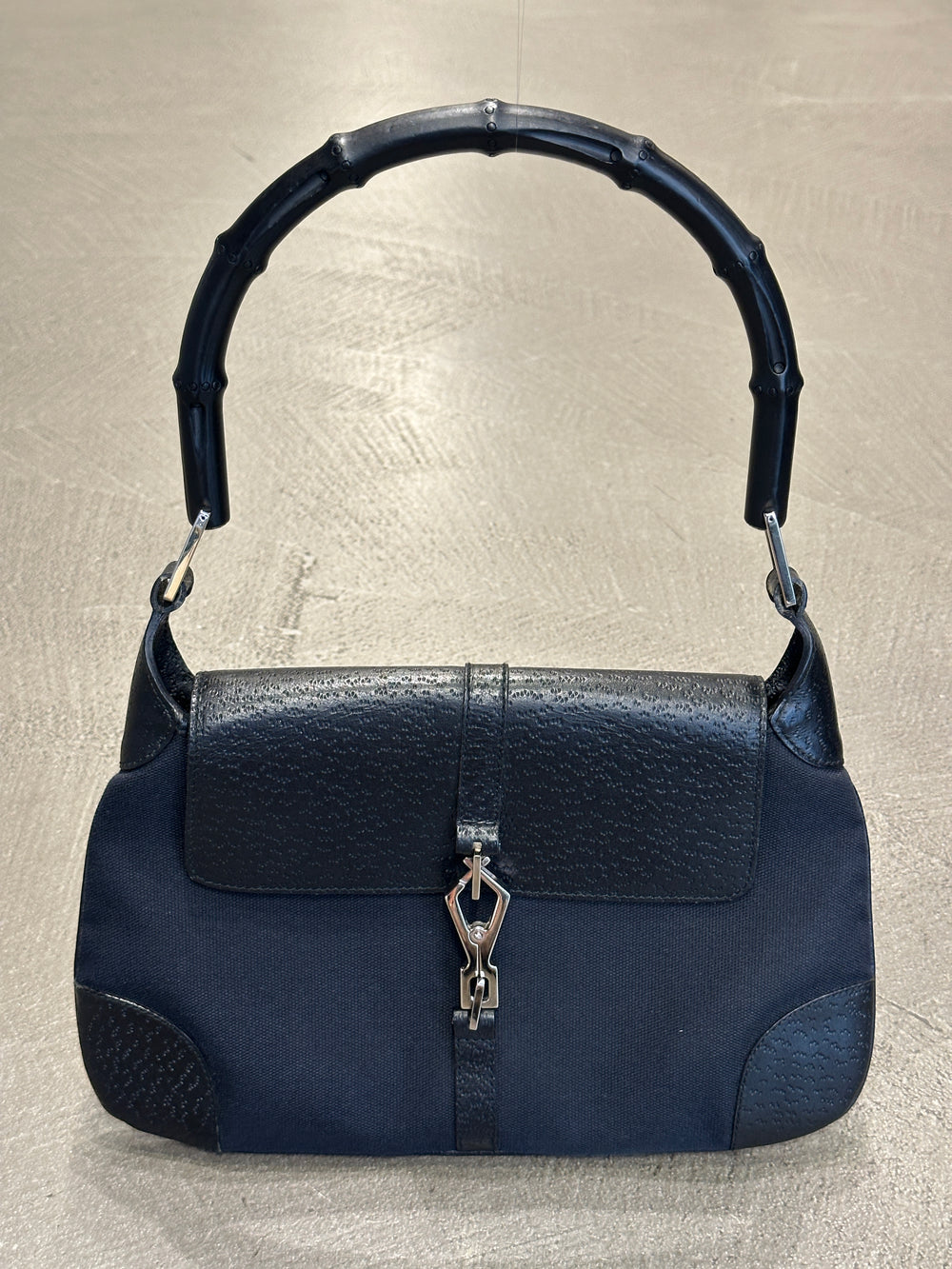 1990s Gucci by Tom Ford bamboo handle Jackie bag with leather flap