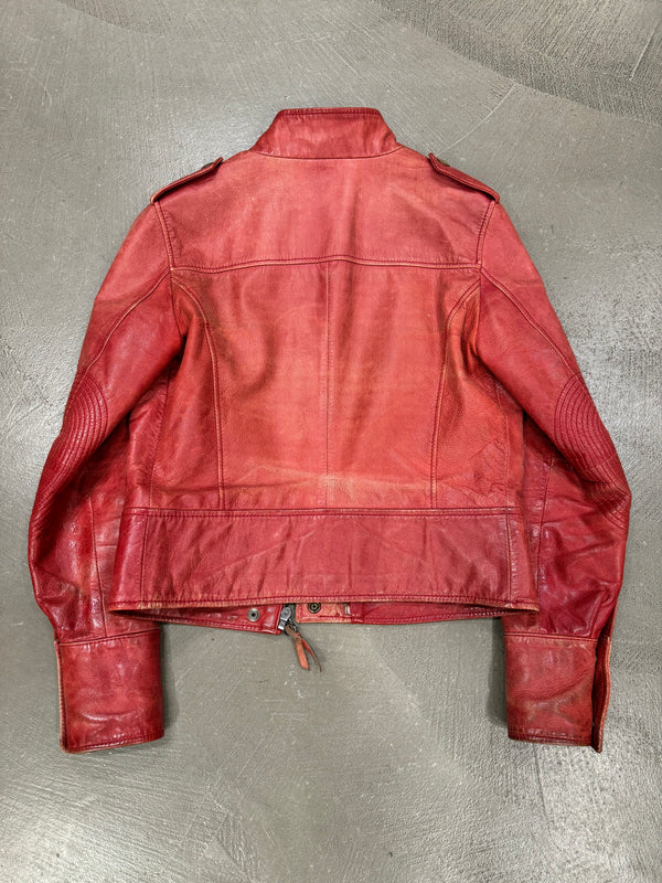 2000s Dolce & Gabbana red biker leather jacket