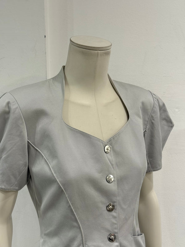 1990s Mugler puff-sleeve jacket and skirt suit