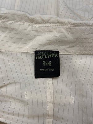 2000s Jean Paul Gaultier ruched pinstriped sculptural shirt