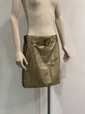2000s Roberto Cavalli metallic leather belted mini skirt
