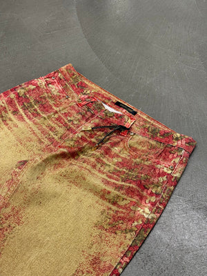 2000s Roberto Cavalli creckered faded jeans