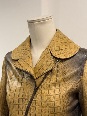 A/W2000 Roberto Cavalli crocodile embossed cropped leather jacket
