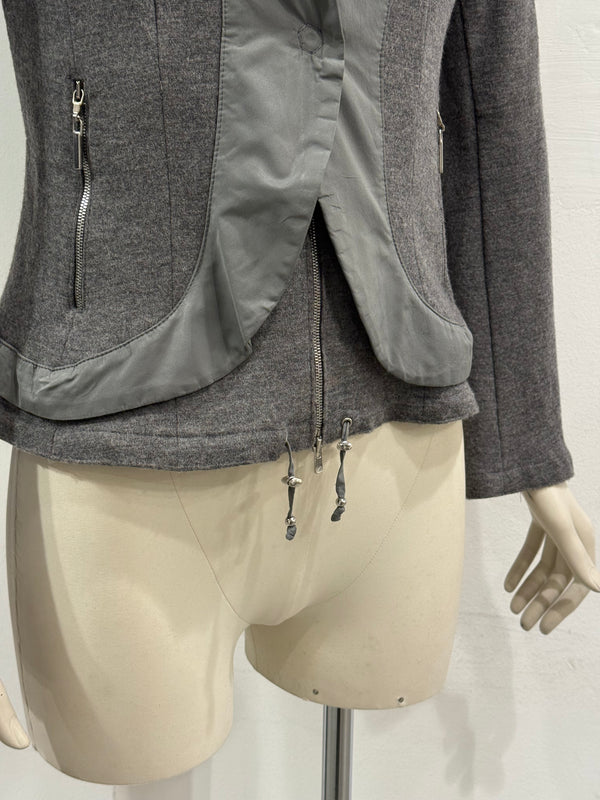 2000s Brunello Cucinelli layered wool zip blazer