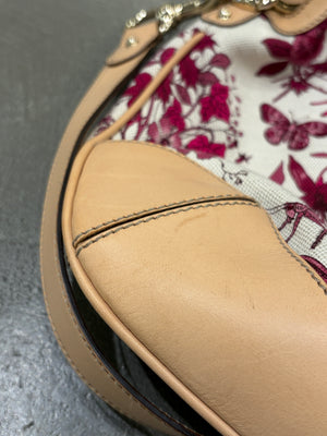 2010s Gucci bamboo handle floral hobo bag