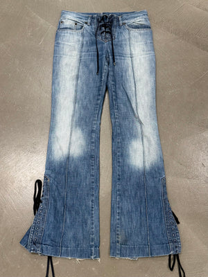 2000s Alexander McQueen low rise lace-up jeans