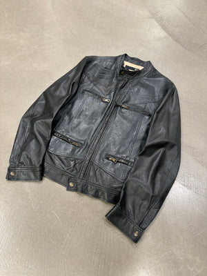 2000s Roberto Cavalli paneled leather jacket