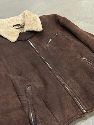 1980s Armani shearling aviator bomber jacket