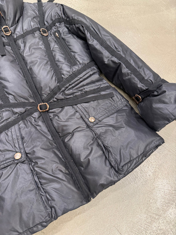 1990s Roberto Cavalli harness bondage puffer jacket