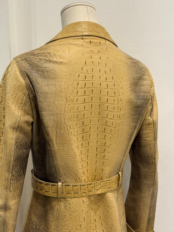 A/W2000 Roberto Cavalli runway croc embossed leather trench coat