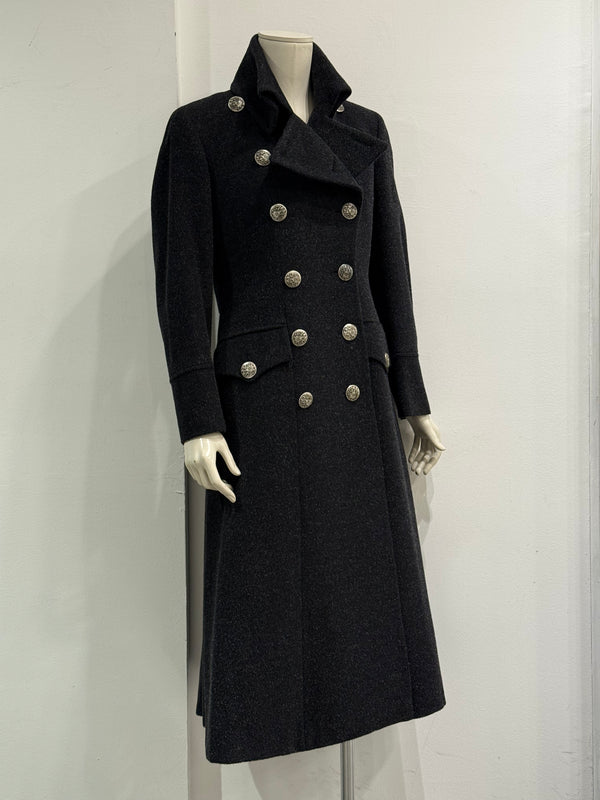 1990s Dolce & Gabbana double breasted long military wool coat