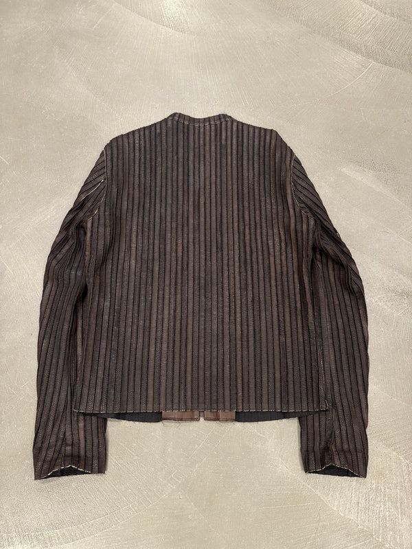 2000s Dolce & Gabbana pinstripe textured zip up jacket
