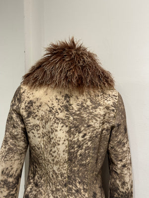 F/W1999 Roberto Cavalli fur-trimmed wool coat