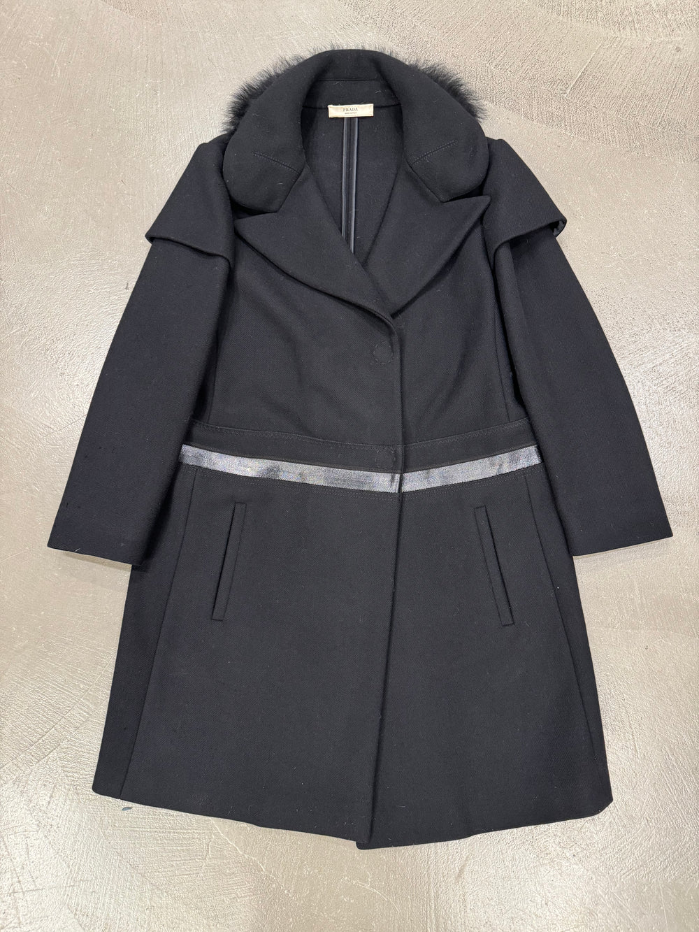 2000s Prada real fur wool coat