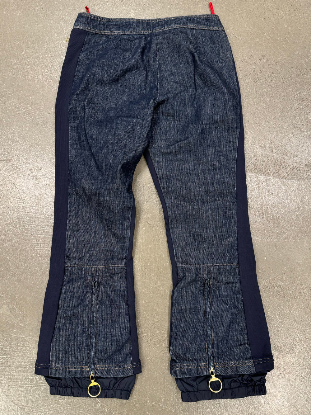 2000s Prada double layer denim/Nylon flared pants