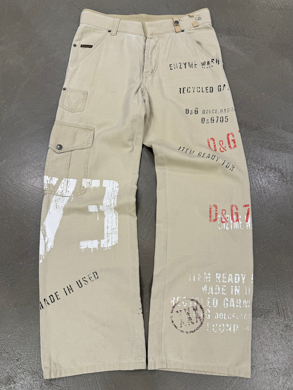 SS2005 Dolce & Gabbana “recycled garment” graffiti cargo pants