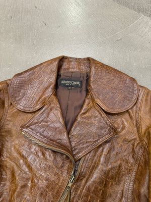 A/W2000 Roberto Cavalli crocodile embossed leather jacket