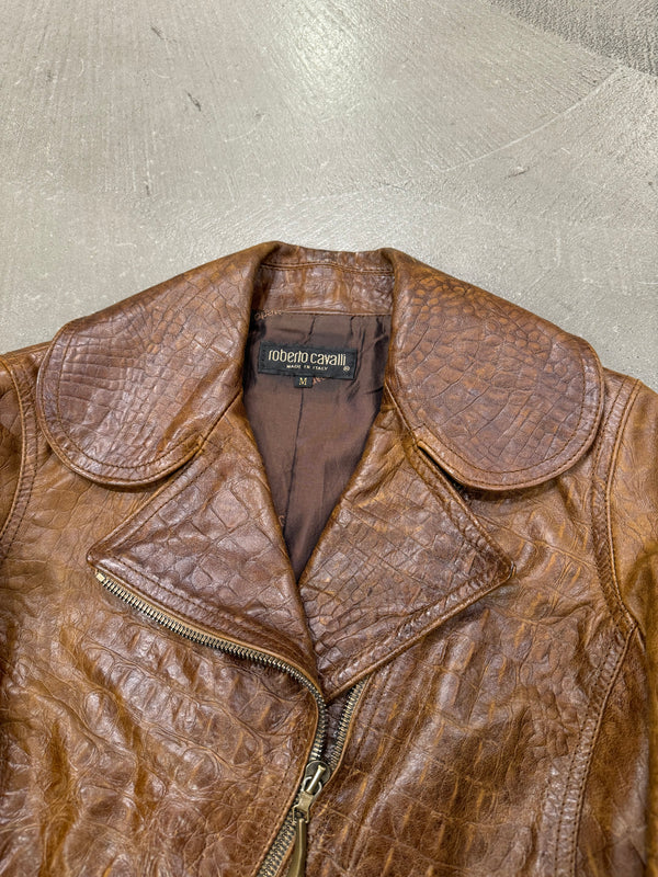 A/W2000 Roberto Cavalli crocodile embossed leather jacket