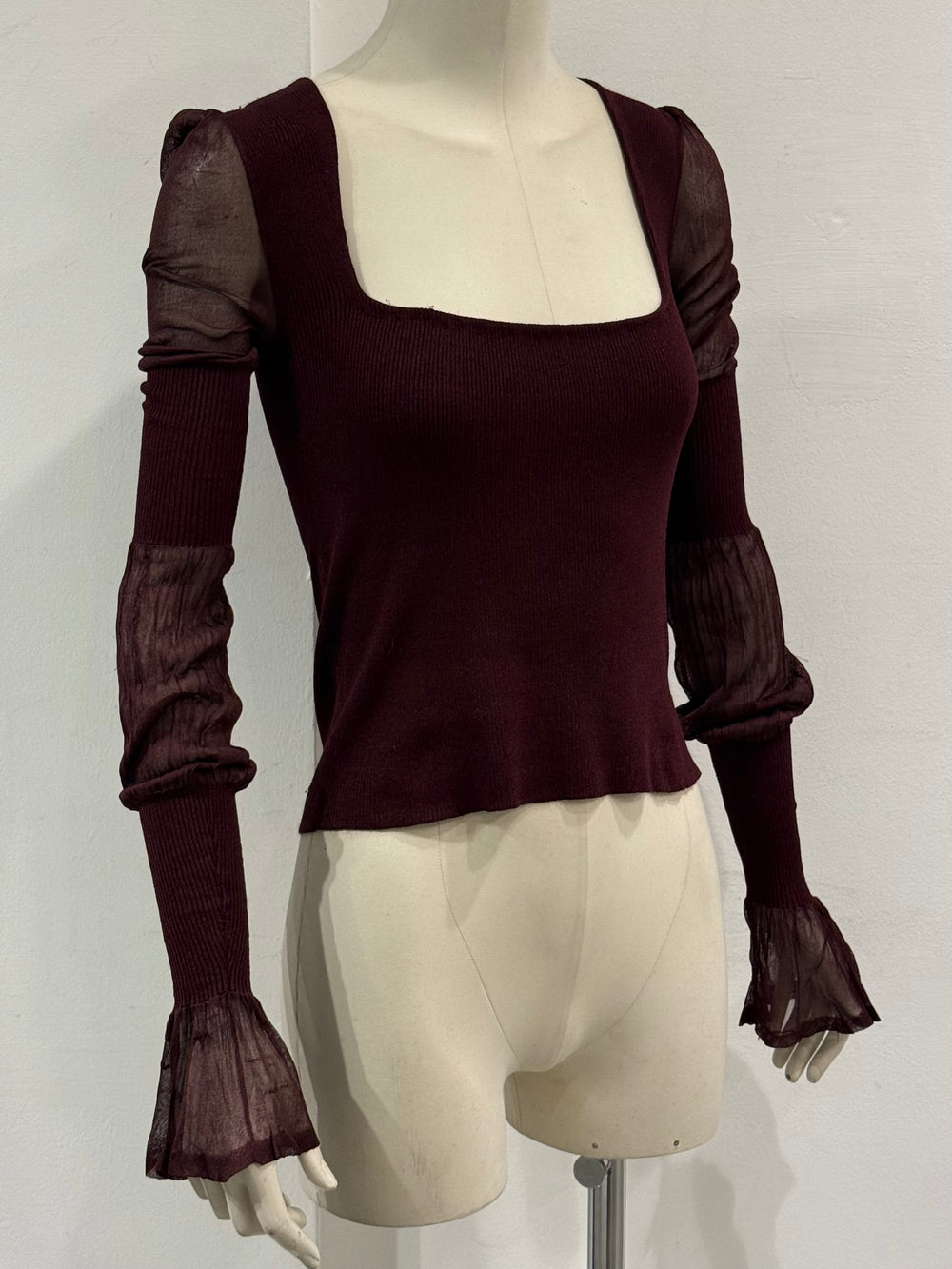 A/W2002 Yves Saint Laurent by Tom Ford sheer sleeve top