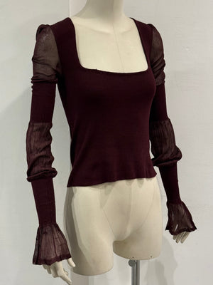 A/W2002 Yves Saint Laurent by Tom Ford sheer sleeve top
