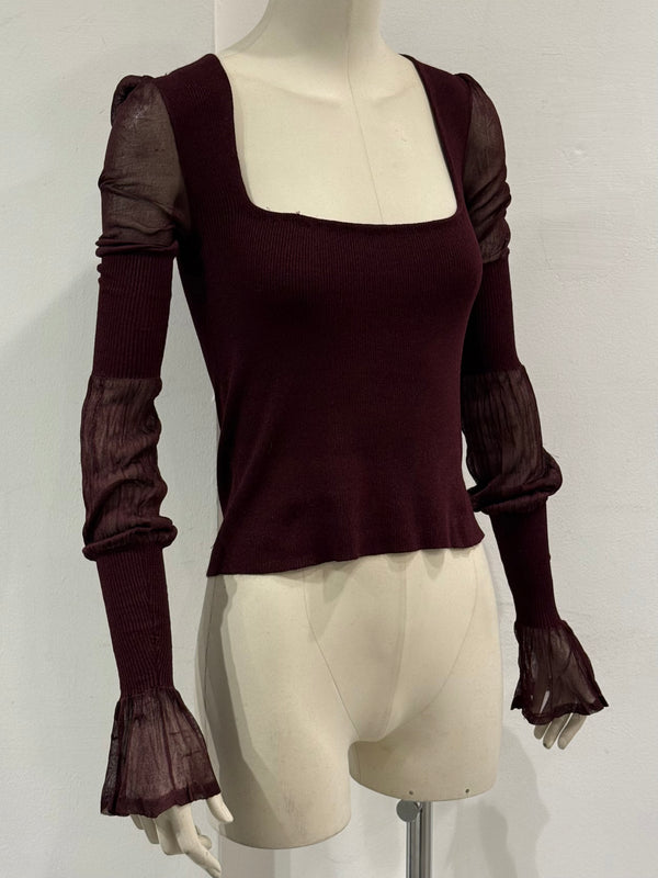 A/W2002 Yves Saint Laurent by Tom Ford sheer sleeve top