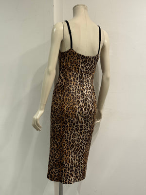 2000s Dolce & Gabbana leopard print bustier dress