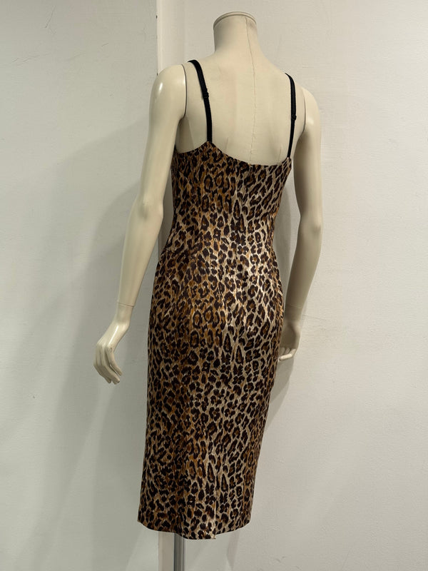 2000s Dolce & Gabbana leopard print bustier dress