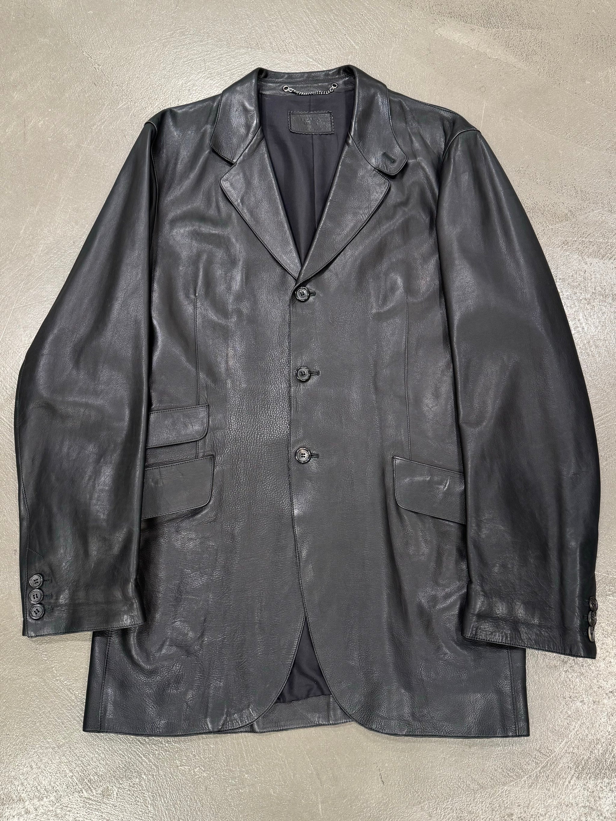 レア05ss archive prada leather jacket