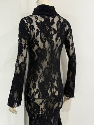 2000s Roberto Cavalli black lace mermaid dress