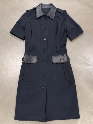 1990s Prada nylon midi dress with leather details