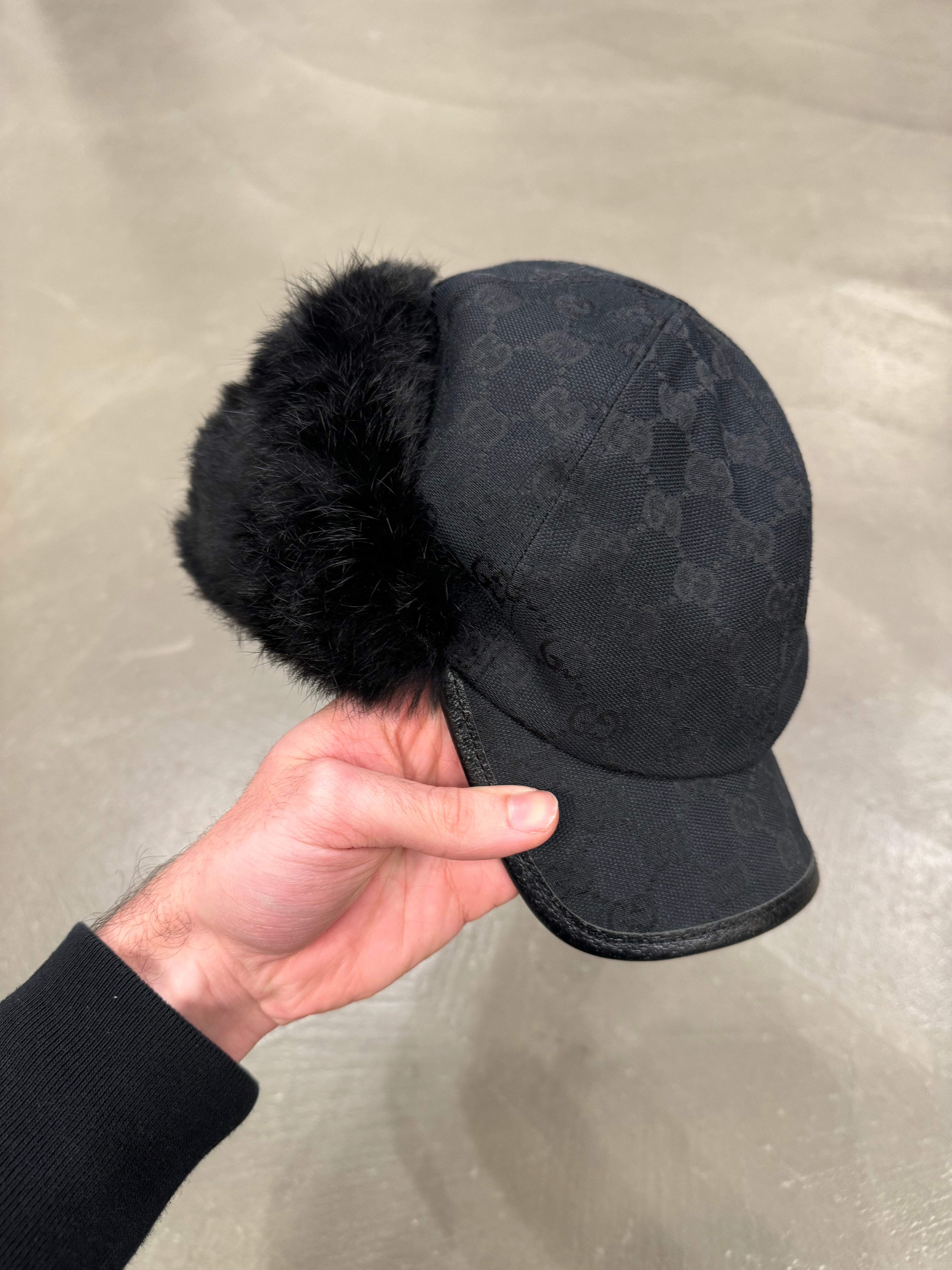 帽子 GUCCI By Tom Ford Real Fur Flight Cap 2000s Gucci by Tom Ford monogram fur trapper hat