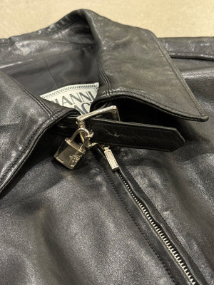 1990s Gianni Versace leather jacket with padlock hardware detail