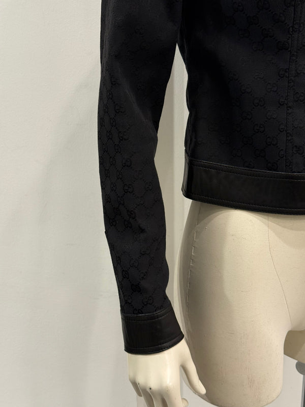 A/W2000 Gucci by Tom Ford monogram canvas jacket with leather trim