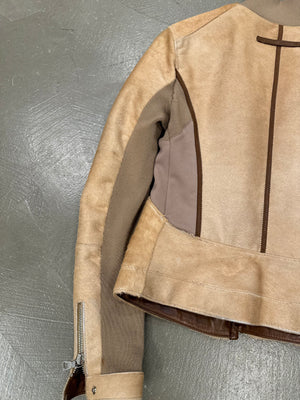 2000s Prada pony hair hybrid leather biker jacket
