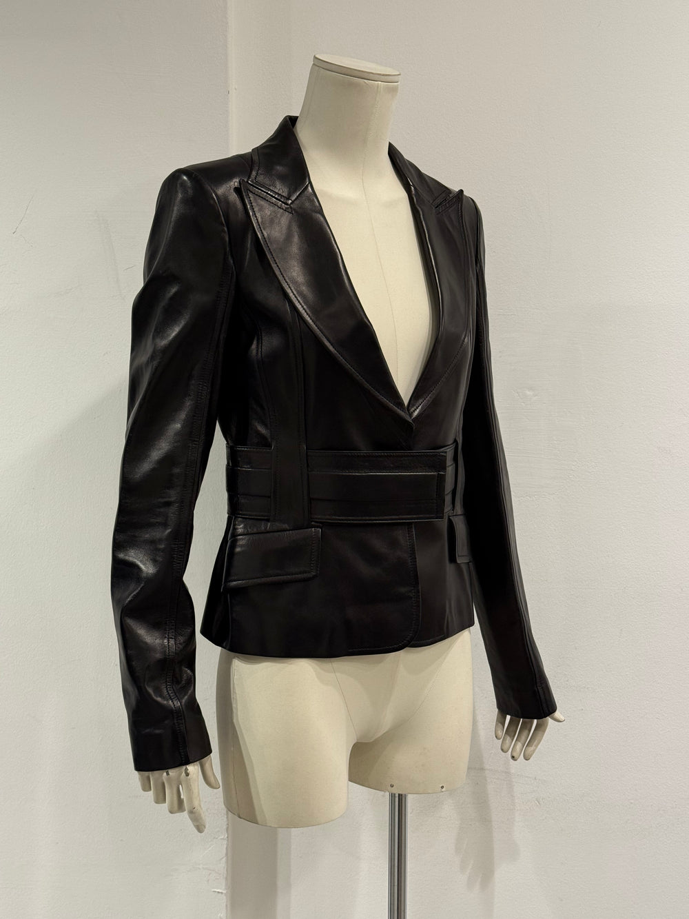 F/W2003 Gucci by Tom Ford corset belted leather jacket