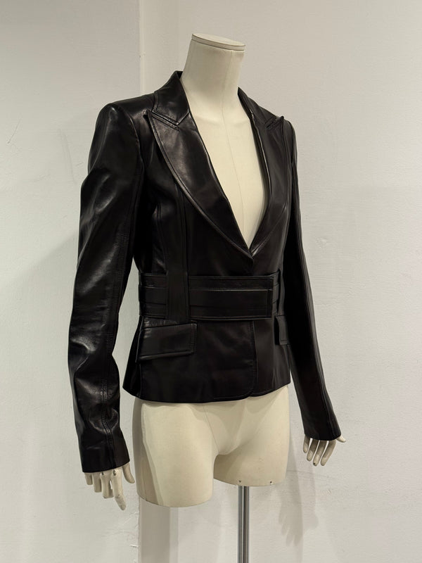 F/W2003 Gucci by Tom Ford corset belted leather jacket