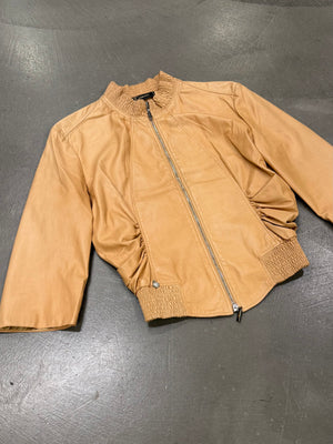 2000s Gianni Versace cropped leather bomber jacket