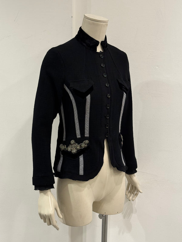 2000s Roberto Cavalli jewel pocket embellished jacket