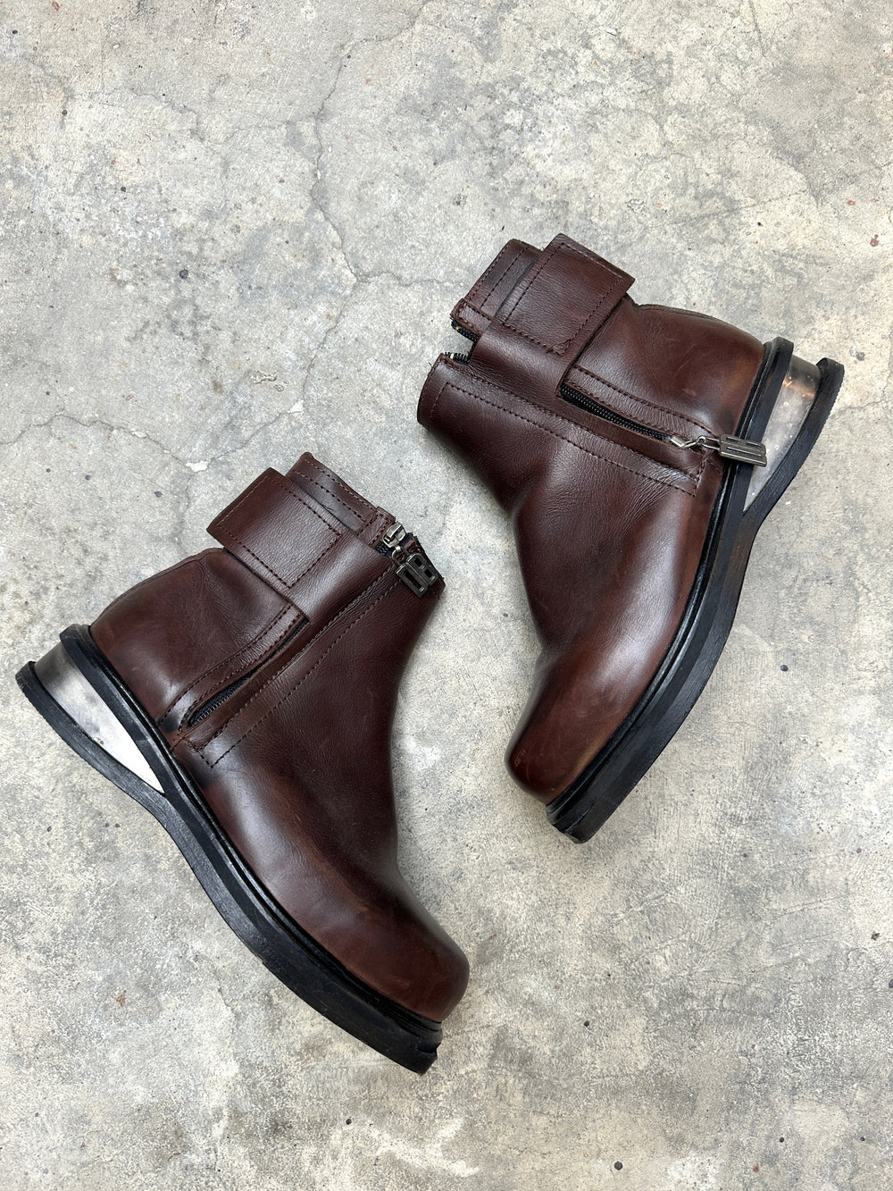 1990s Dirk Bikkembergs metal heel square toe boots