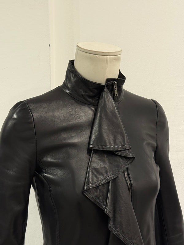 A/W2003 Yves Saint Laurent by Tom Ford ruffled leather coat