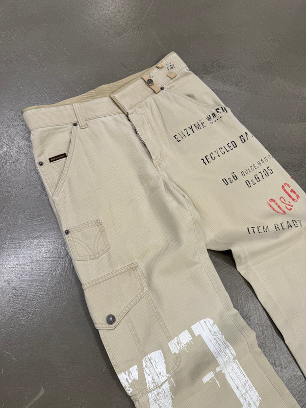 SS2005 Dolce & Gabbana “recycled garment” graffiti cargo pants