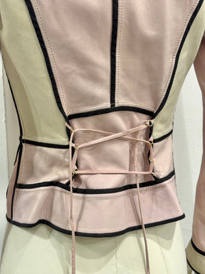 2000s Roberto Cavalli fitted pink leather jacket